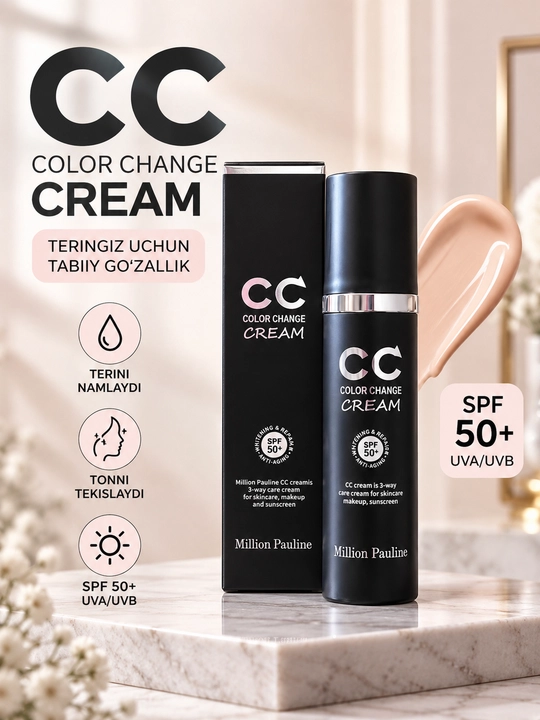 Million Pauline CC krem quyoshdan himoya SPF 50 PA+ b/n 50 ml, teri ohangiga moslashadi - 
