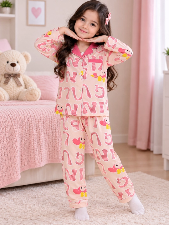Qizlar pijamasi, bolalar pijamasi, pushti pijama, uy kiyimi, tungi kiyim, qiz bola kiyimi - 