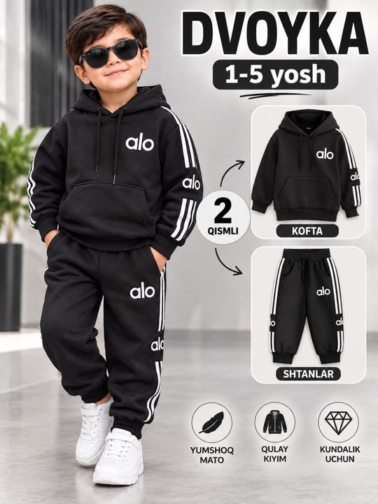 Bolalar uchun sport kostyum Dvoyka, huddiy va shim, 1–5 yosh