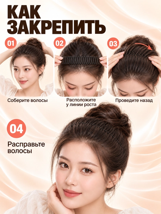 Sochni mahkamlash uchun egiluvchan taroq-zakolka 20 × 2,8 sm, 5 dona
