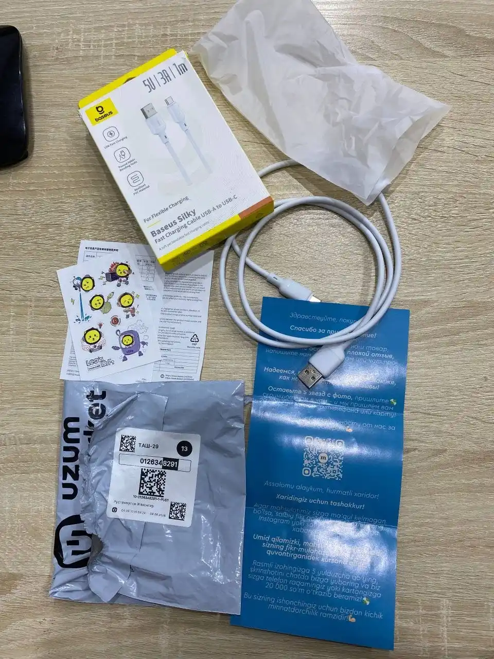 Kabel Baseus Silky USB-A to USB-C 3A, 1 va 2 metr