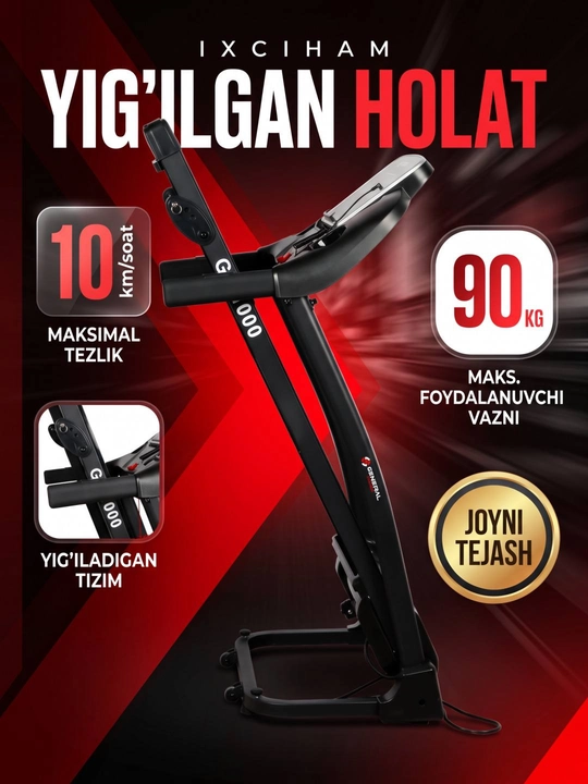 Yugurish yo‘lagi elektr trenajor uy uchun, yugurish va yurish mashqlari