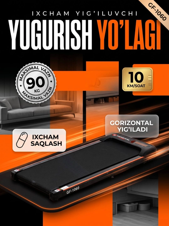Yugurish yo‘lagi elektr trenajor uy uchun, yugurish va yurish mashqlari