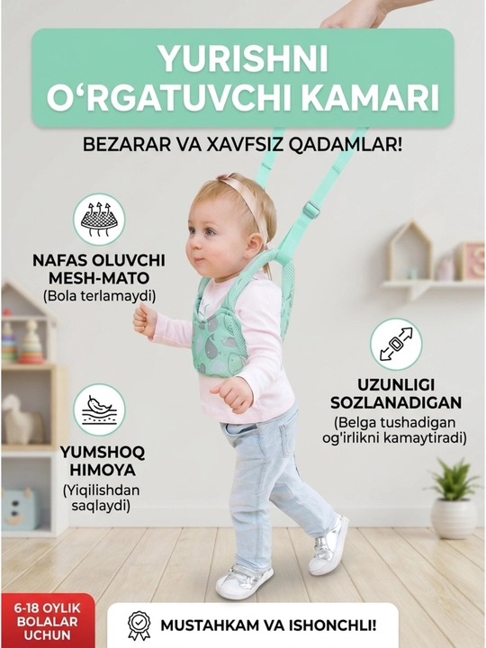Bolalar uchun yurishni o‘rgatuvchi xavfsizlik kamari - 