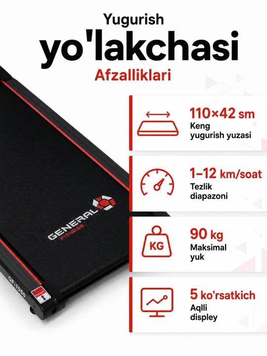 Yugurish yo‘lagi elektr trenajor uy uchun, yugurish va yurish mashqlari