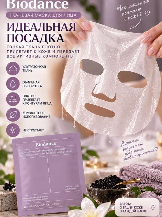 Тканевая маска для лица Biodance с экстрактом икры и PDRN