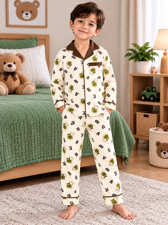 O‘g‘il bolalar pijamasi, bolalar pijamasi, ayiqchali pijama, pijama to‘plami, uyqu kiyimi - 