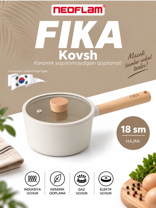 Neoflam FIKA qopqoqli, kuyishga qarshi keramik qoplamali cho‘mich - 