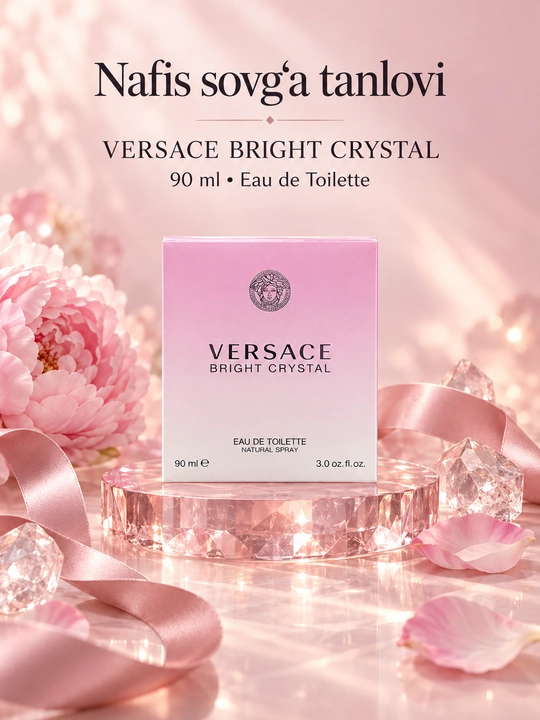 Versace Bright Crystal, туалетная вода, цветочно-фруктово-мускусный аромат, 90 мл