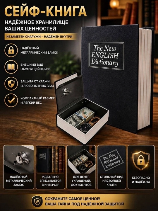 Сейф в виде книги, в разных размерах - 