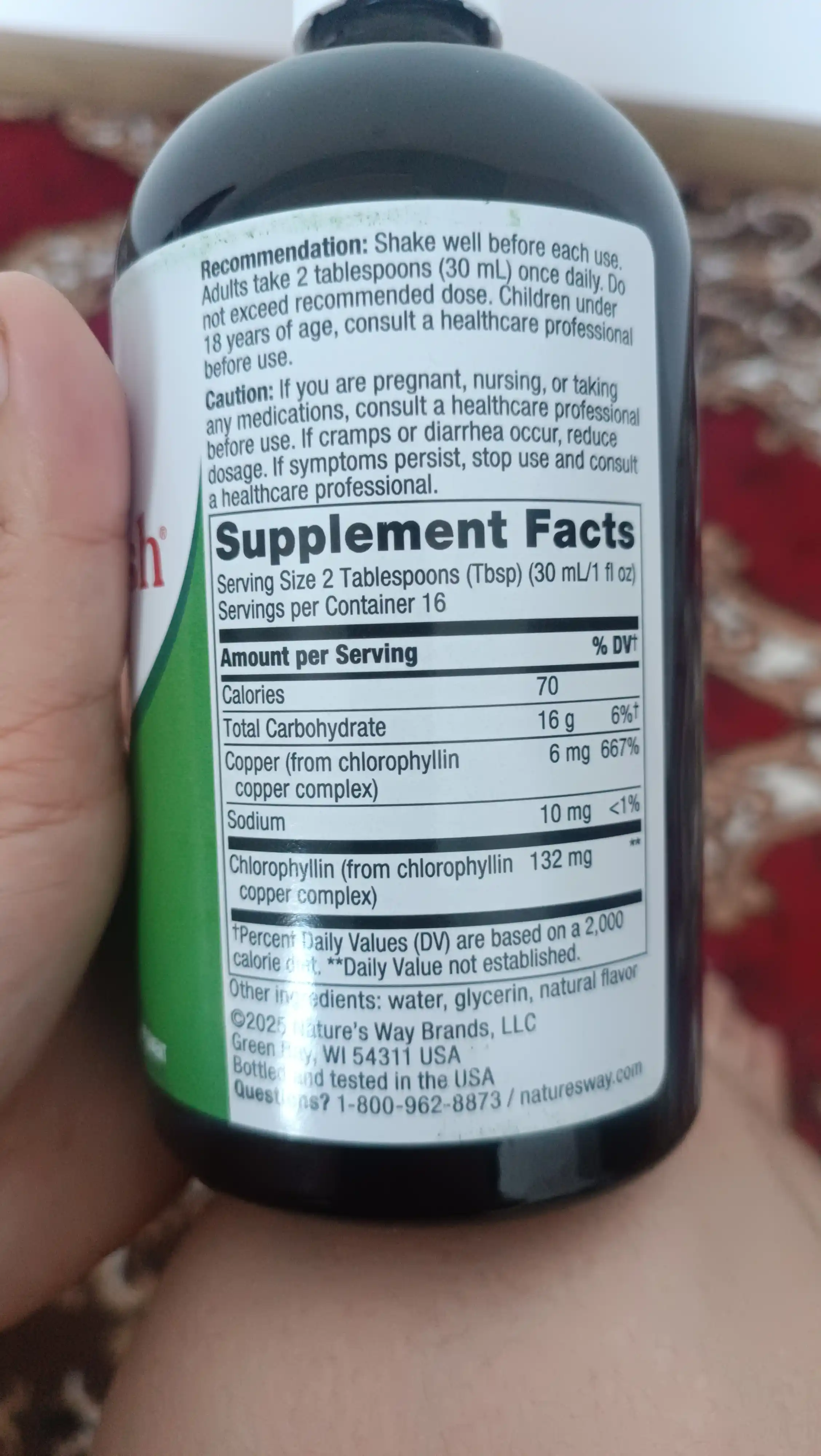Nature’s Way, Chlorofresh® yalpiz ta’mli suyuq xlorofill, 480 ml