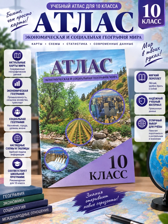 Atlas. Dunyoning iqtisodiy va ijtimoiy geografiyasi, 10-sinf - 