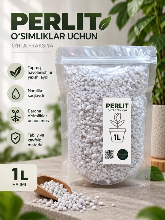 Perlit  o‘rtacha fraksiya — drenaj, ko‘chat, xonaki o‘simliklar uchun