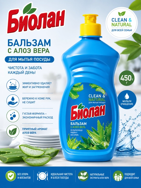 Средство для мытья посуды Biolan 450 г