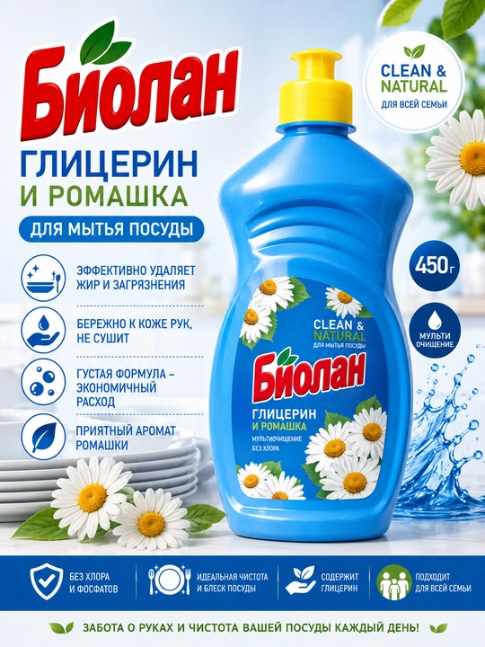 Средство для мытья посуды Biolan 450 г