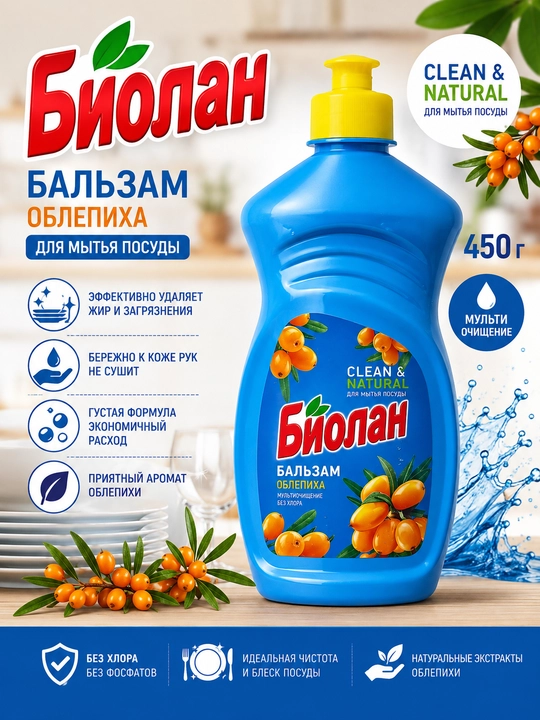 Средство для мытья посуды Biolan 450 г