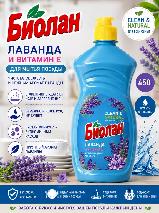 Средство для мытья посуды Biolan 450 г