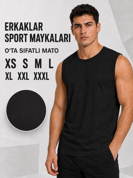 Sport uchun yengsiz futbolka mayka,100% paxta, yengsiz futbolka, erkaklar kiyimi, ichki mayka - 