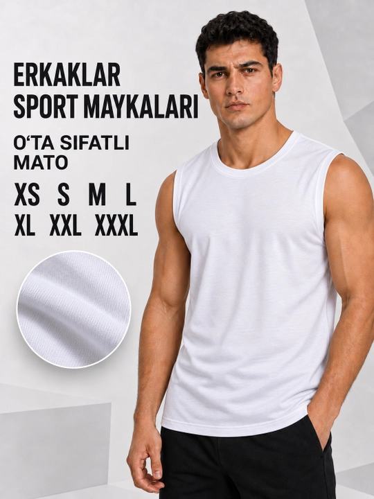 Sport uchun yengsiz futbolka mayka,100% paxta, yengsiz futbolka, erkaklar kiyimi, ichki mayka - 