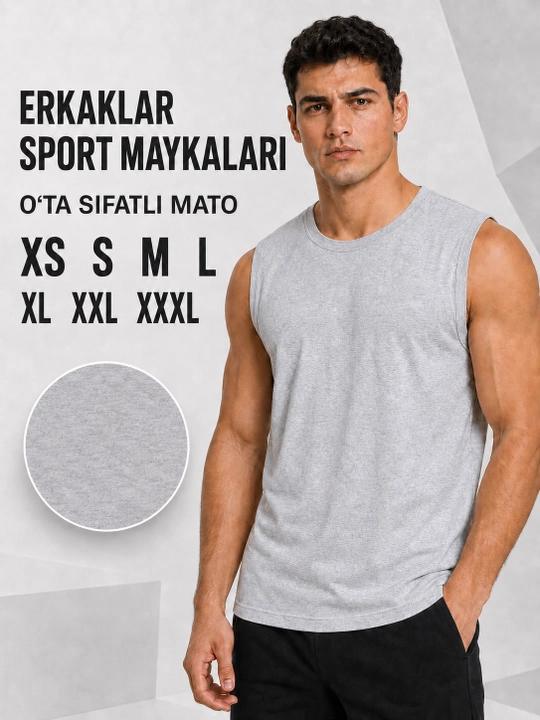 Sport uchun yengsiz futbolka mayka,100% paxta, yengsiz futbolka, erkaklar kiyimi, ichki mayka - 
