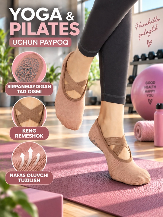 Yoga va fitnes uchun ayollar sirpanmaydigan sport paypoqlari