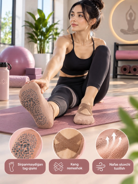 Yoga va fitnes uchun ayollar sirpanmaydigan sport paypoqlari - 