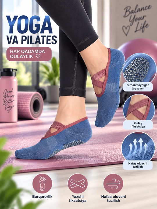 Yoga va fitnes uchun ayollar sirpanmaydigan sport paypoqlari