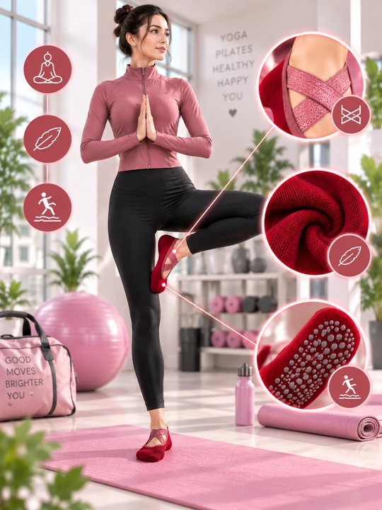 Yoga va fitnes uchun ayollar sirpanmaydigan sport paypoqlari