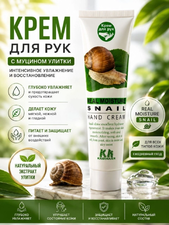 Увлажняющий крем для рук REAL MOISTURE SNAIL, 125 мл - 
