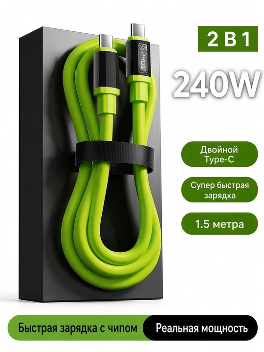 Type-C - Type-C 2 tasi 1da kabel 240W, tez zaryadlash, 1 m / 1.5 m