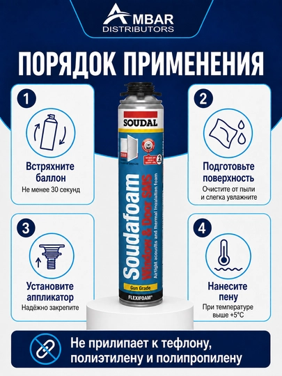 Soudal Soudafoam montaj ko‘pigi, qurilish va ta’mirlash uchun, 750 ml