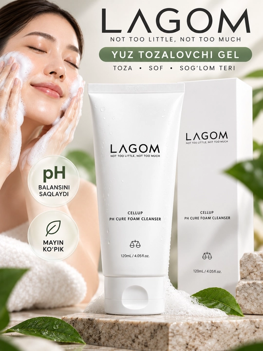 Пенка для умывания лица LAGOM Cellup pH Cure Foam Cleanser, очищающая, 120 мл