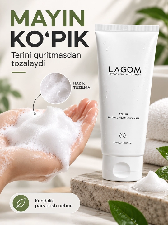 Пенка для умывания лица LAGOM Cellup pH Cure Foam Cleanser, очищающая, 120 мл