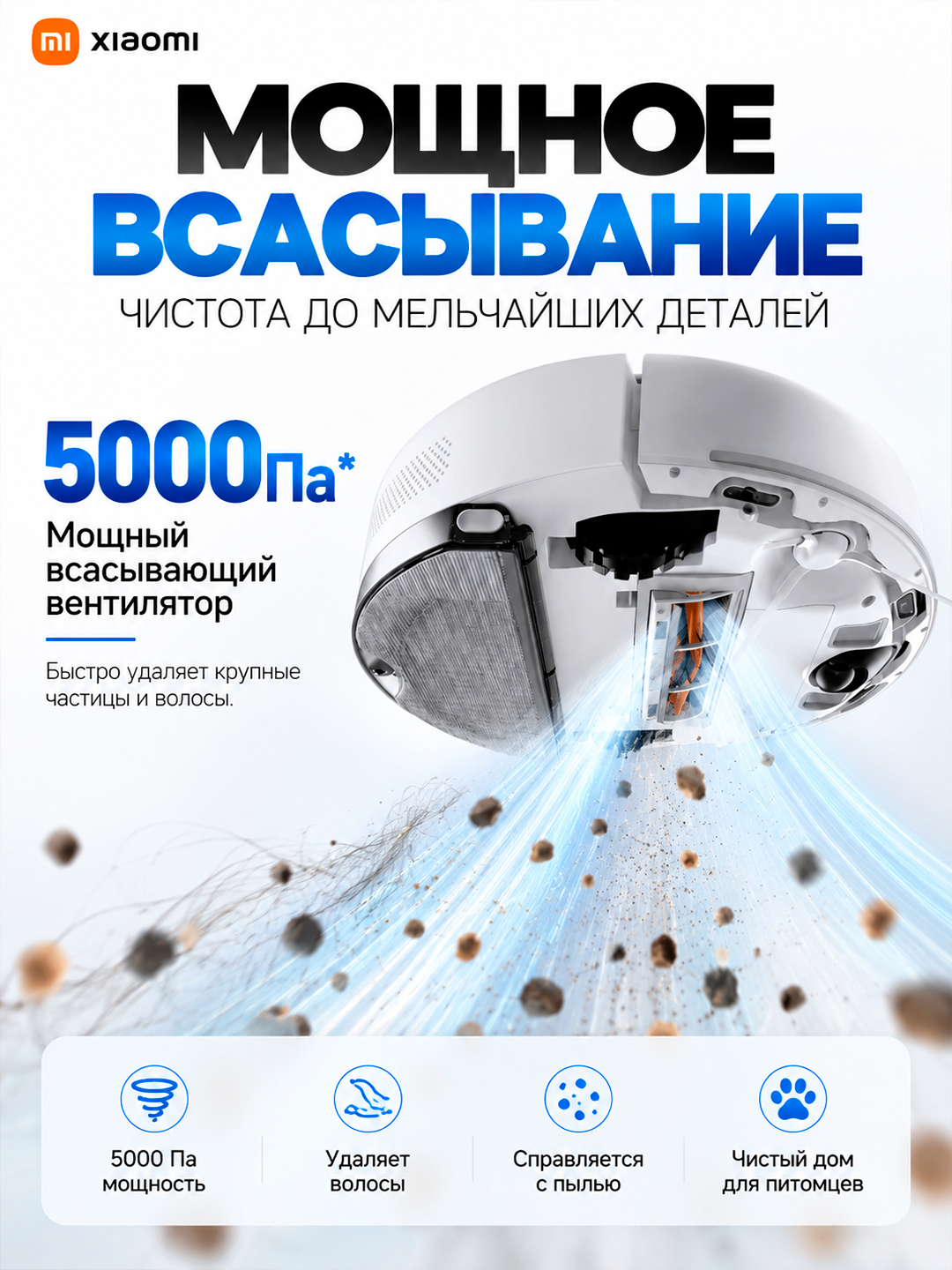 Роботы пылесосы Xiaomi Robot Vacuum S40, S40C и H40, мощностью всасывания до 10000 па