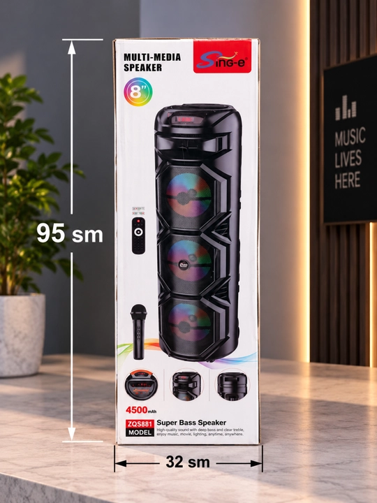 8301 Simsiz Bluetooth Kolonka, Karaoke, USB, TF, AUX, Rangli Yoritish