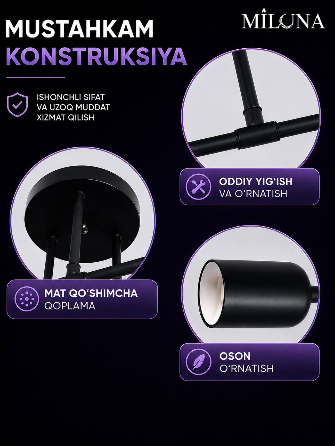 Lyustra shift, loft uslubida, 6, 8 lampochka, osma lyuistra, oshxona va zalga qandillar