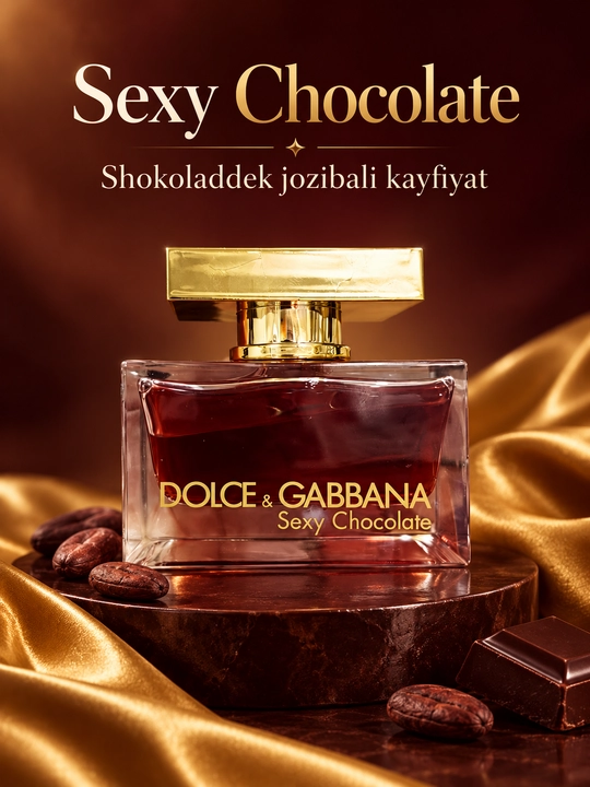 Dolce & Gabbana Sexy Chocolate ayollar parfyumlangan suv — shokolad, kakao, vanil va karamel ifori