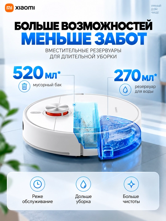 Роботы пылесосы Xiaomi Robot Vacuum S40, S40C и H40, мощностью всасывания до 10000 па