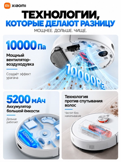 Роботы пылесосы Xiaomi Robot Vacuum S40, S40C и H40, мощностью всасывания до 10000 па