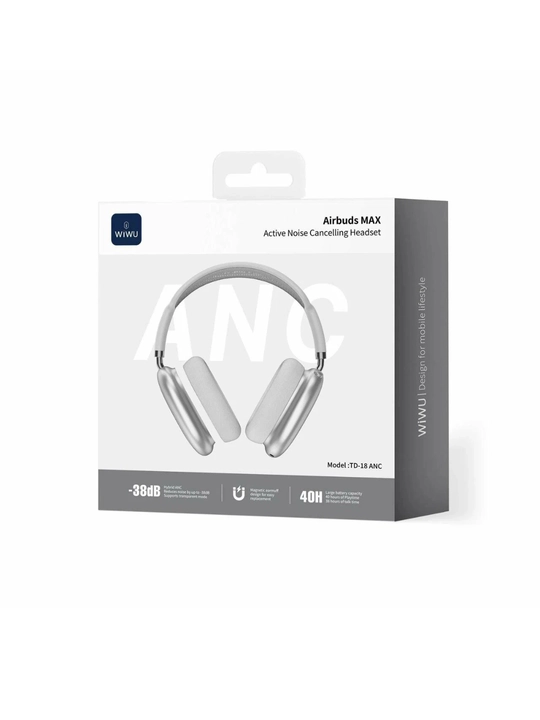 WiWU Airbuds MAX TD-18 ANC — беспроводные наушники Bluetooth 6.0 Hybrid ANC−38 дБ, 40 мм, 40 часов