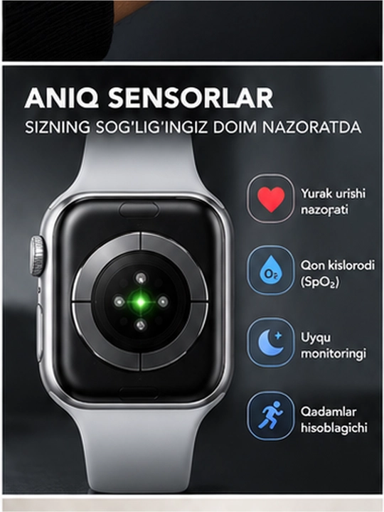 Smart Watch 1.83" HD, Bluetooth qo‘ng‘iroq, IP67, yurak urishi va SpO₂ nazorati