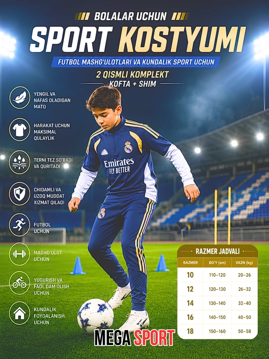 Bolalar va O'smirlar uchun sport kiyimlari Dri-Fit Academy - 