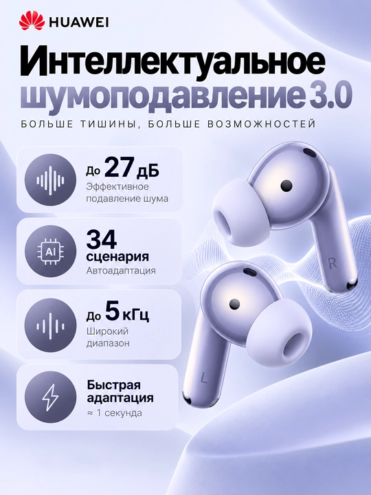 HUAWEI FreeBuds 6i simsiz quloqchinlari: TWS, faol shovqinni kamaytirish ANC, IP54