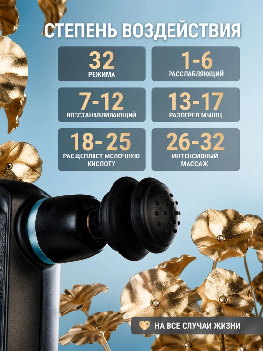 8 tasi 1 da zarbali massaj apparati, fascial massage gun, tana uchun, 8 ta nasadka, 32 tezlik