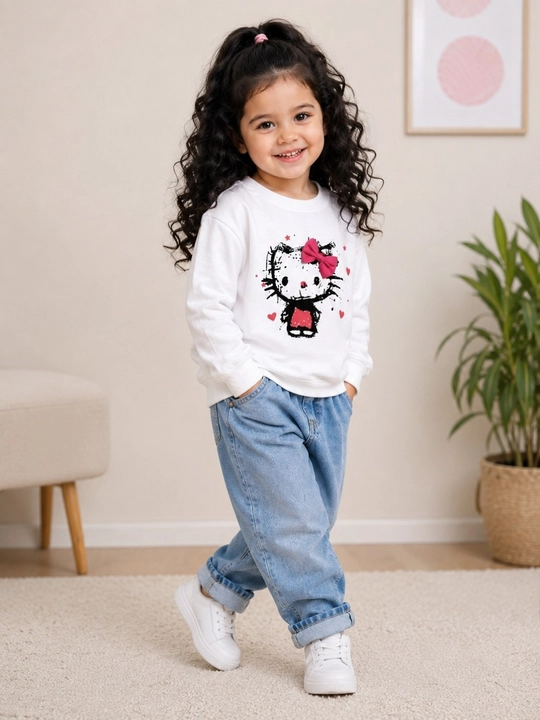 Детский лонгслив Hello Kitty для девочек, хлопковая кофта с длинным рукавом 2- 5 лет