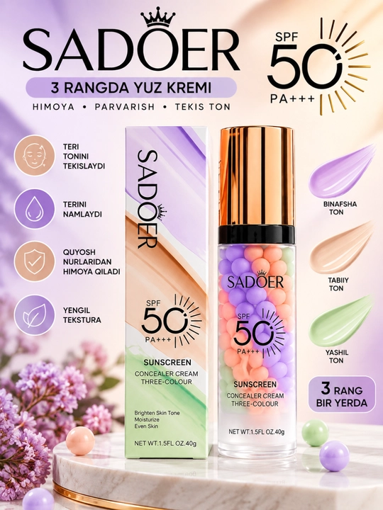 Солнцезащитный крем для лица SPF 50 PA+++, SADOER и BIOAQUA - 