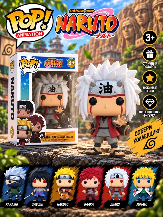 Naruto qahramoni kolleksion figurkasi, qutida, 1 dona