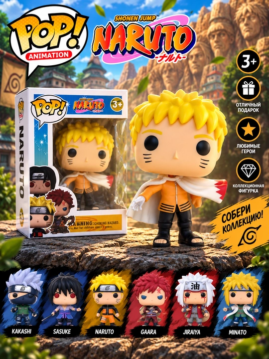 Naruto qahramoni kolleksion figurkasi, qutida, 1 dona