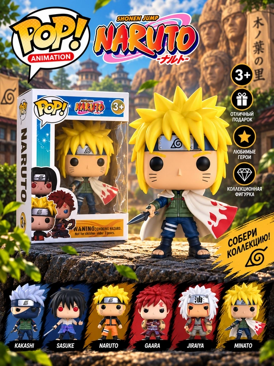 Naruto qahramoni kolleksion figurkasi, qutida, 1 dona