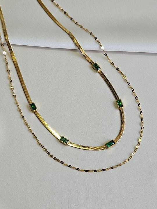 Alyollar uchun zanglamaydigan po`lat ikki qatorli zanjir, toshli, Stainless Steel